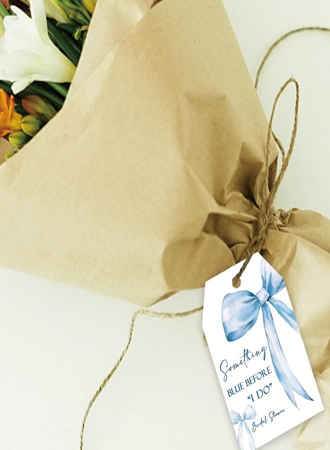 FORSHEEP 50pcs Something Blue Before I Do Thank You Tags, She Tied The Knot Gift Tag with String for Bridal Shower, Blue Bow Thank You Paper Tags for Wedding Party Favors - Image 5